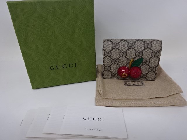 ◇グッチ GUCCI 二つ折り財布 さくらんぼ チェリー GGスプリーム